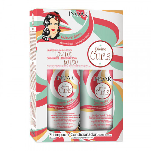 Inoar Divine Curls Duo Kit Lokkis, laineliste juuste komplekt 2x250ml