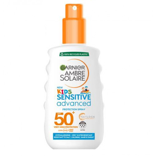 Garnier Ambre Solaire Kids Water Resistant Sun Cream Spray SPF50+ Päikesekaitsesprei lastele 200ml