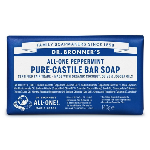 Dr. Bronner's Peppermint Pure-Castile Bar Soap Tahke piparmündiseep 140g