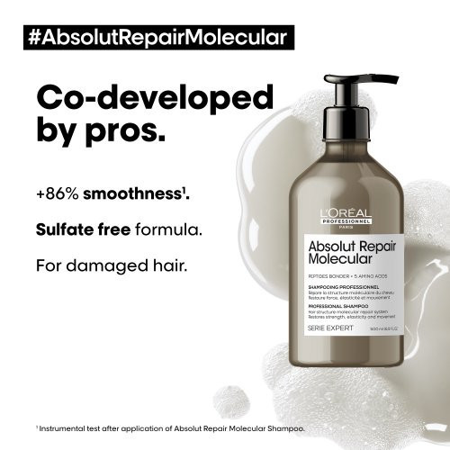 L'Oréal Professionnel Serie Expert Absolut Repair Molecular Šampoon kahjustatud juustele, mis parandab juukseid molekulaarsel tasandil 300ml