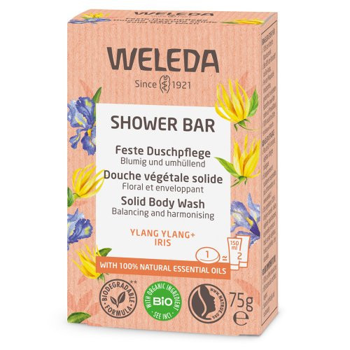 Weleda Shower Bar Solid Body Wash Ylang Ylang & Iris Dušiseep lõhnastatud kanangode ja iirisega 75g