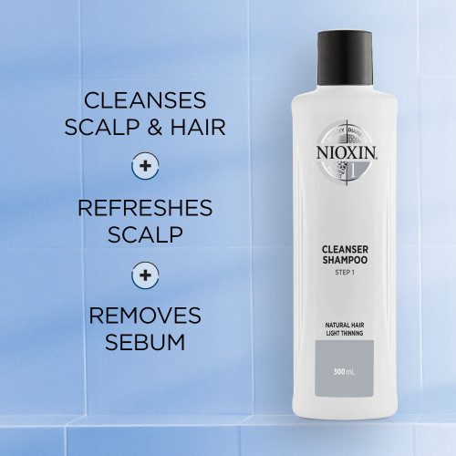 Nioxin SYS1 Cleanser Shampoo Šampoon naturaalsetele, kergelt hõrenevatele juustele 300ml