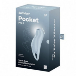 Satisfyer Pocket Pro 1 Double Air Pulse Vibrator Kliitori stimulaator Blue