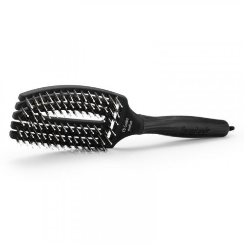Olivia Garden Fingerbrush Combo Paddle Brush Kaarejas, läbipaistev juuksehari segaharjastega Small