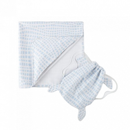 Norwex Kids Hooded Beach Towel Laste rannarätik kapuutsi ja seljakotiga White with Blue Squares