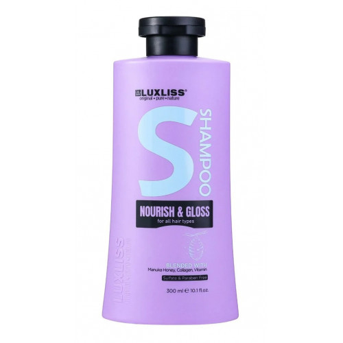 LUXLISS Nourish & Gloss Shampoo Toitev, sära andev šampoon 300ml