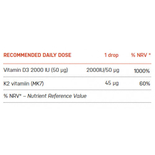 Ecosh Vitamins K2 + D3 Vitamiinid K2 + D3 (2000IU) 10ml