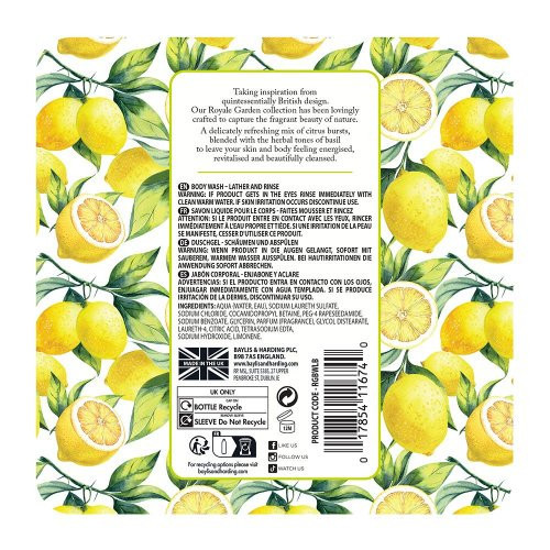 Baylis & Harding Luxury Body Wash Lemon & Basil Luksuslik kehapesu 500ml