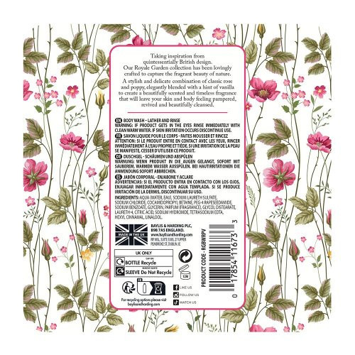 Baylis & Harding Royale Garden Rose, Poppy & Vanilla Body Wash Kehapesuvahend 500ml