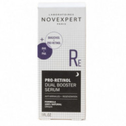 Novexpert Pro Retinol Dual Booster Serum Kahese toimega seerum, mis sisaldab bakuktsiooli, pro-retinooli ja 10% AHA, PHA happeid 30ml