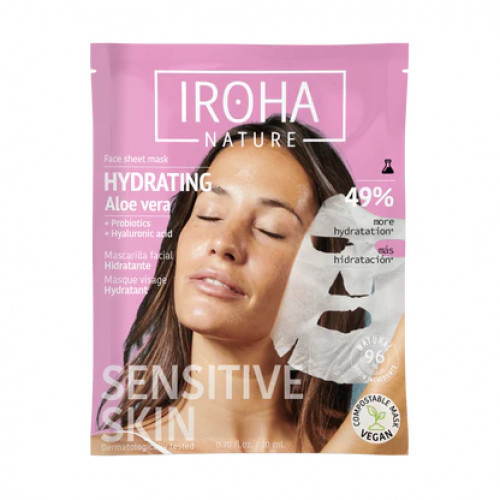 IROHA Moisturizing Aloe + Hyaluronic Acid Aloe Vera ja hüaluroonhappega rahustav ja taaselustav näomask 23ml