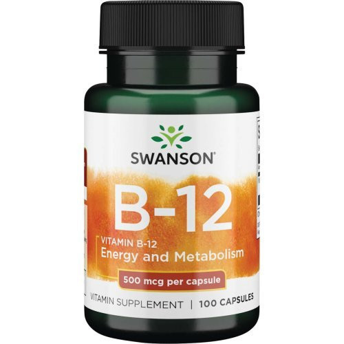 SWANSON Vitamin B12, 500 mcg Energy and Metabolism Toidulisand B12-vitamiin 100 kapsulit