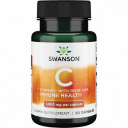 SWANSON Vitamin C with Rose Hips C-vitamiin koos kibuvitsa ekstraktiga 30 kapslit