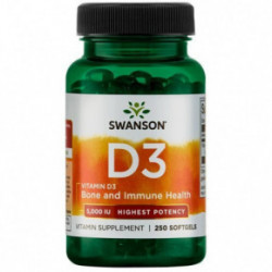 SWANSON Vitamin D3, Highest Potency D3-vitamiin koos linaseemneõliga 250 kapsulių