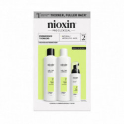 Nioxin Pro Clinical System 2 Kit Juuksehoolduskomplekt tugevalt hõrenevatele, naturaalsetele juustele 300ml+300ml+100ml