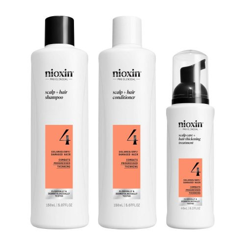 Nioxin Pro Clinical System 4 Kit Juuksehoolduskomplekt tugevalt hõrenevate juuste jaoks 150ml+150ml+40ml