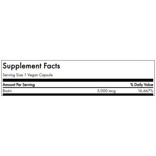 SWANSON Biotin Toidulisand Biotiin 5000 mcg 100 kapsulit