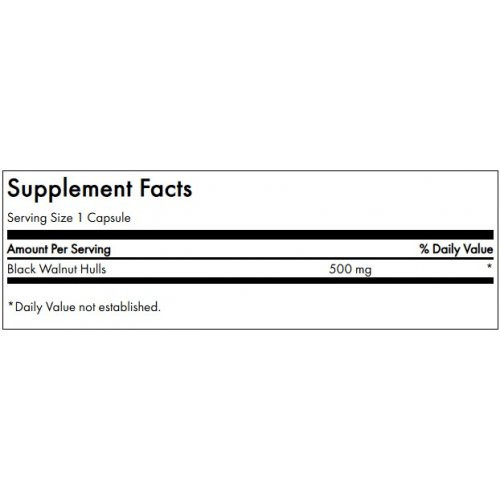 SWANSON Black Walnut Hulls Digestive Health 500mg Must pähkel 60 kapslit