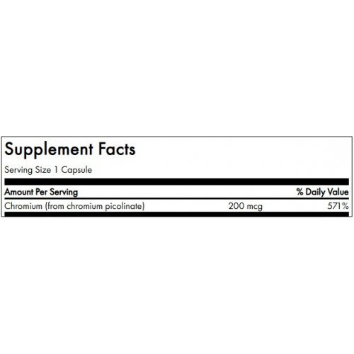 SWANSON Chromium Picolinate Toidulisand Kroom 200 mcg 100 kapsulit