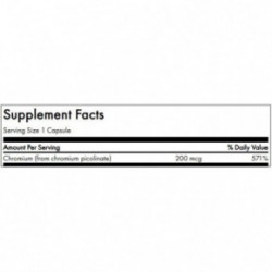 SWANSON Chromium Picolinate Toidulisand Kroom 200 mcg 100 kapsulit