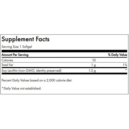 SWANSON Soy Lecithin Cardiovascular Heath 1200mg Letsitiin (GMO-vaba) 90 kapslit