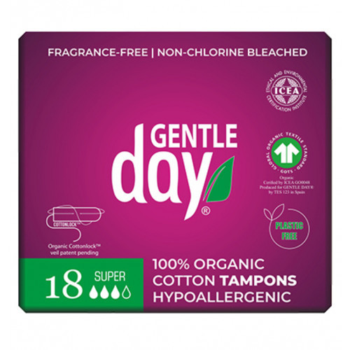 Gentle Day Super Organic Cotton Tampons Orgaanilised puuvillased tampoonid 18 tk