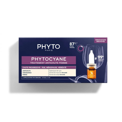 Phyto Phytocyane Anti Hair Loss Treatment For Women Ampullid püsiva juuste väljalangemise vastu naistel 12x5ml