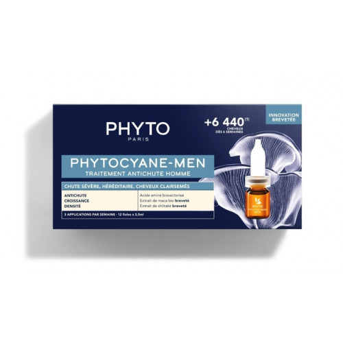 Phyto Phytocyane Anti Hair Loss Treatment For Men Juuste väljalangemise vastased ampullid meestele 12x3,5ml