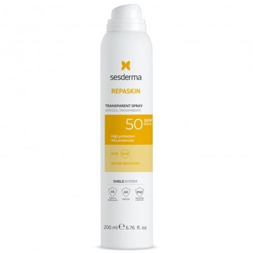 Sesderma Repaskin Transparent Spray SPF50 Päikesekaitsesprei kehale 200ml