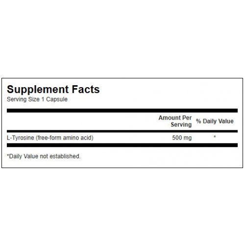 SWANSON L-Tyrosine 500mg Stress Support Toidulisand L-Türosiin 100 kapsulit