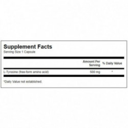 SWANSON L-Tyrosine 500mg Stress Support Toidulisand L-Türosiin 100 kapsulit