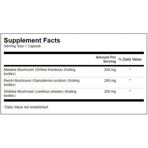 SWANSON Triple Mushroom Complex Immune Health Toidulisand Maitake, Reishi ja Shiitake 60 kapslit
