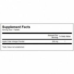 SWANSON Apple Cider Vinegar 200mg Detoxification Support Õunasiidri äädika toidulisand 120 kapsulit