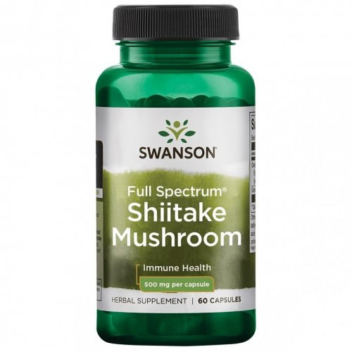 SWANSON Full Spectrum Shiitake Mushroom 500mg Immune Health Shiitake seene toidulisand 60 kapslit