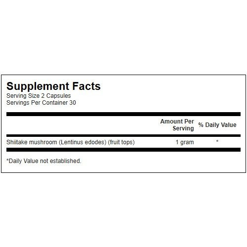 SWANSON Full Spectrum Shiitake Mushroom 500mg Immune Health Shiitake seene toidulisand 60 kapslit