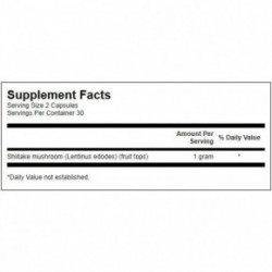 SWANSON Full Spectrum Shiitake Mushroom 500mg Immune Health Shiitake seene toidulisand 60 kapslit