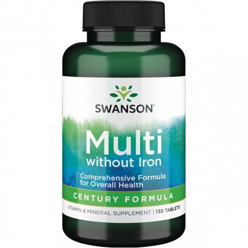 SWANSON Multivitamin without Iron Multivitamiinide ja mineraalide kompleks, ilma rauata 130 kapslit