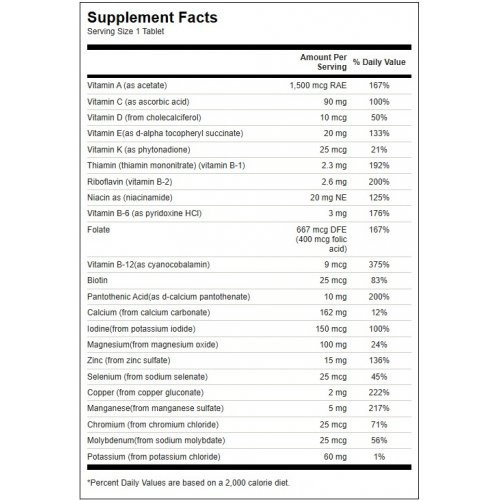 SWANSON Multivitamin without Iron Multivitamiinide ja mineraalide kompleks, ilma rauata 130 kapslit