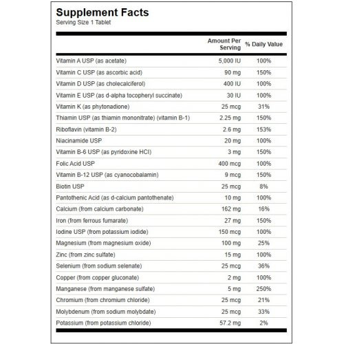 SWANSON Multivitamin with Iron Multivitamiinide ja mineraalide kompleks koos rauaga 130 kapslit
