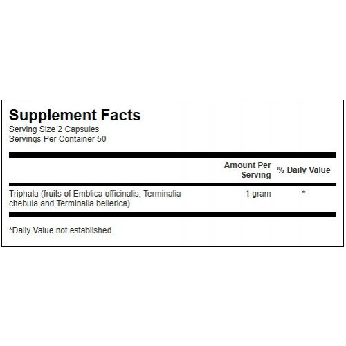 SWANSON Triphala 500mg Digestive and Immune Health Toidulisand Triphala 100 kapsulit