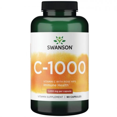 SWANSON Vitamin C with Rose Hips C-vitamiin koos kibuvitsa ekstraktiga 30 kapslit
