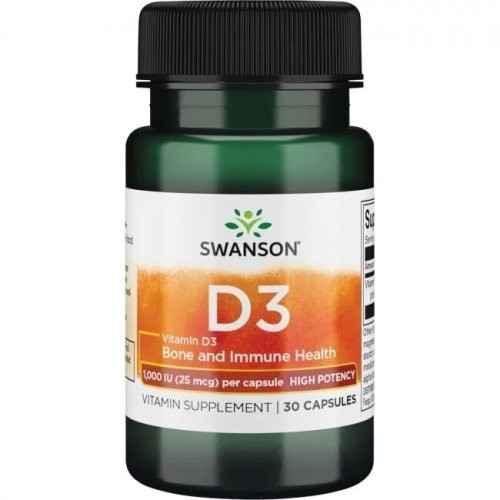 SWANSON High Potency Vitamin D3 1.000 IU (25mcg) Bone and Immune Health D3-vitamiin 250 kapslit