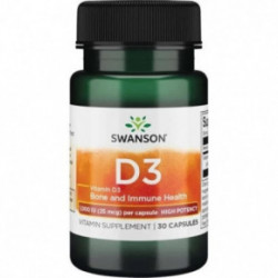 SWANSON High Potency Vitamin D3 1.000 IU (25mcg) Bone and Immune Health D3-vitamiin 250 kapslit