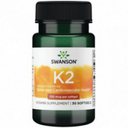 SWANSON Natural Vitamin K2 100mcg Bone and Cardiovascular Health Looduslik K2-vitamiin 30 kapslit