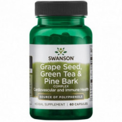 SWANSON Grape seed, Green Tea & Pine Bark Complex Viinamarjaseemne, rohelise tee ja männikoore kompleks 60 kapslit