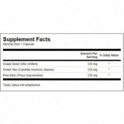 SWANSON Grape seed, Green Tea & Pine Bark Complex Viinamarjaseemne, rohelise tee ja männikoore kompleks 60 kapslit