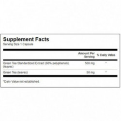 SWANSON Green Tea Extract 500mg Antioxidant Support Rohelise tee ekstrakt 60 kapslit