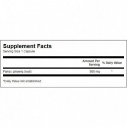 SWANSON Korean Ginseng 500mg Brain and Immune Health Toidulisand ženšenn 100 kapsulit