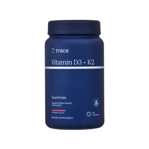 Trace Minerals Vitamin D3 + K2 Gummies D3+ K2-vitamiin närimiskummi kujul 60 kummikommi