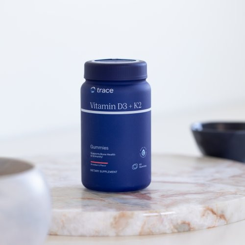 Trace Minerals Vitamin D3 + K2 Gummies D3+ K2-vitamiin närimiskummi kujul 60 kummikommi